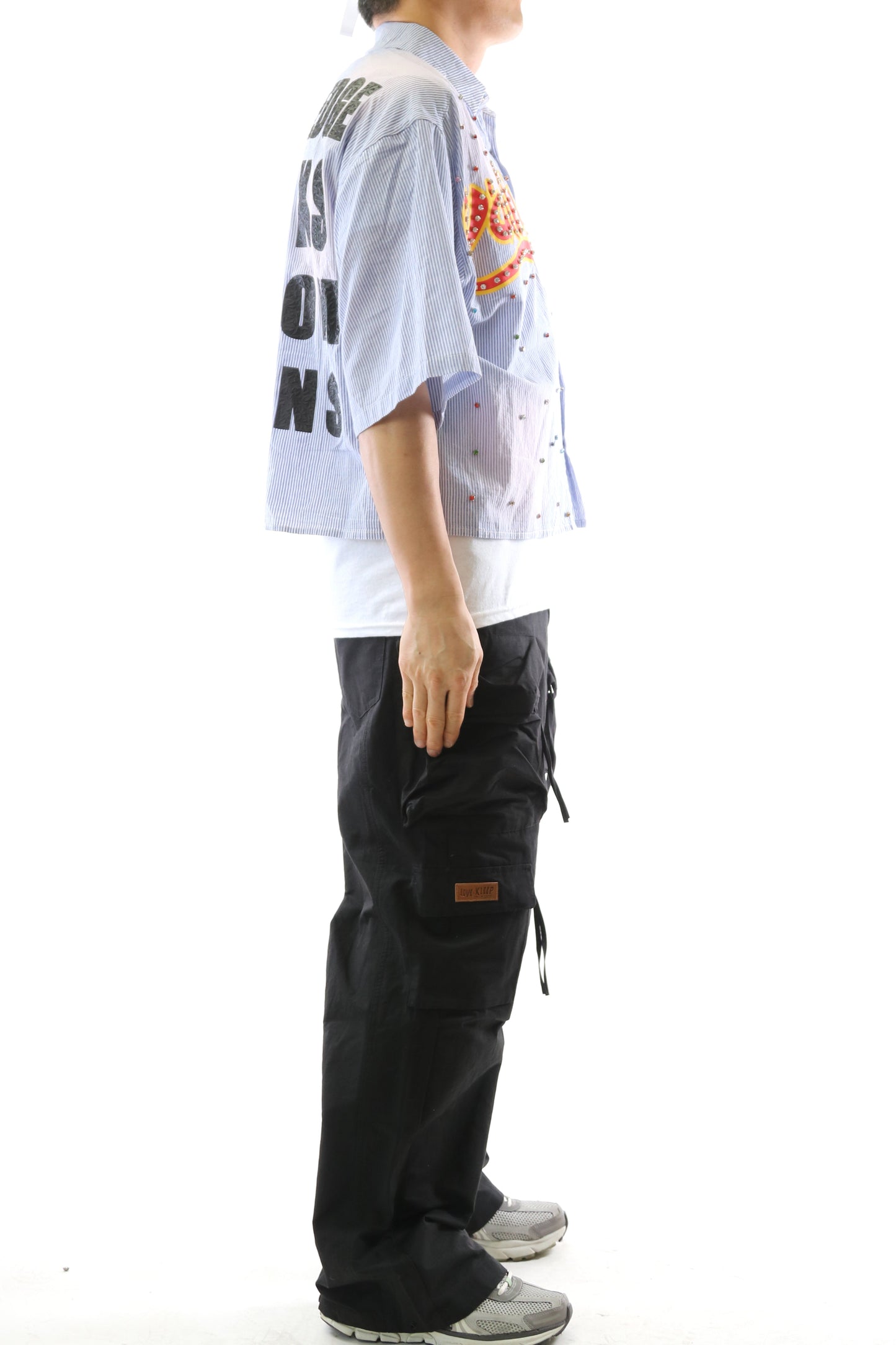 RIA Washed Flannel Crop Top Button Down Shirt