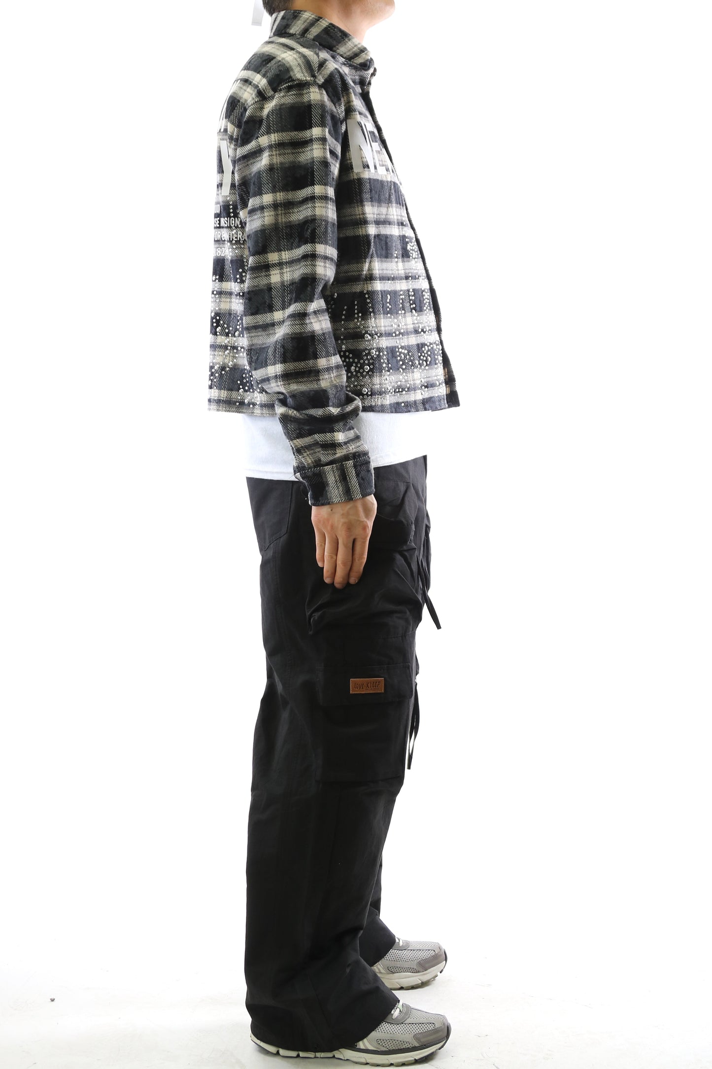 STATIC Heavy Flannel Crop Top Button Down Shirt
