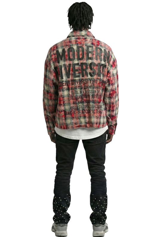 OBLIVION Long Sleeve Washed Flannel Crop Top Button Down Shirt