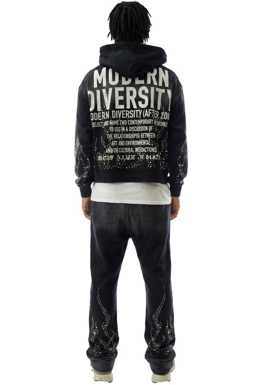 PANTHEON French Terry Long Sleeve Crop Top Full Zip Hoodie
