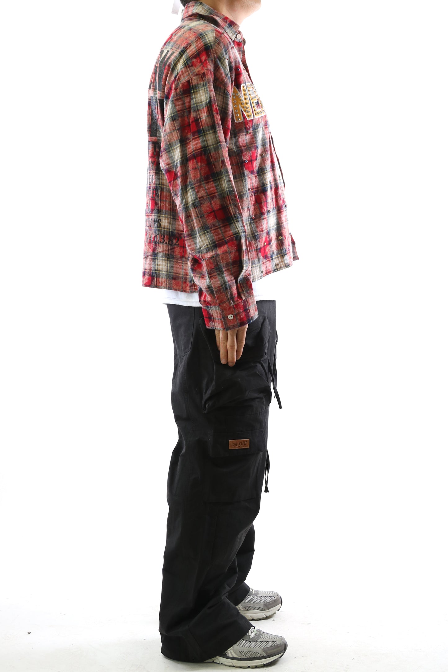 OBLIVION Long Sleeve Washed Flannel Crop Top Button Down Shirt