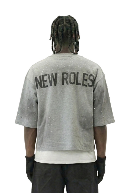 OBSIDIAN French Terry 3/4 Sleeve Crop Top Tee
