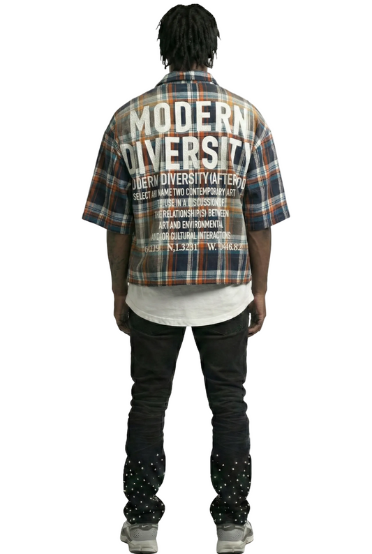 SUIFU Washed Flannel Crop Top Button Down Shirt