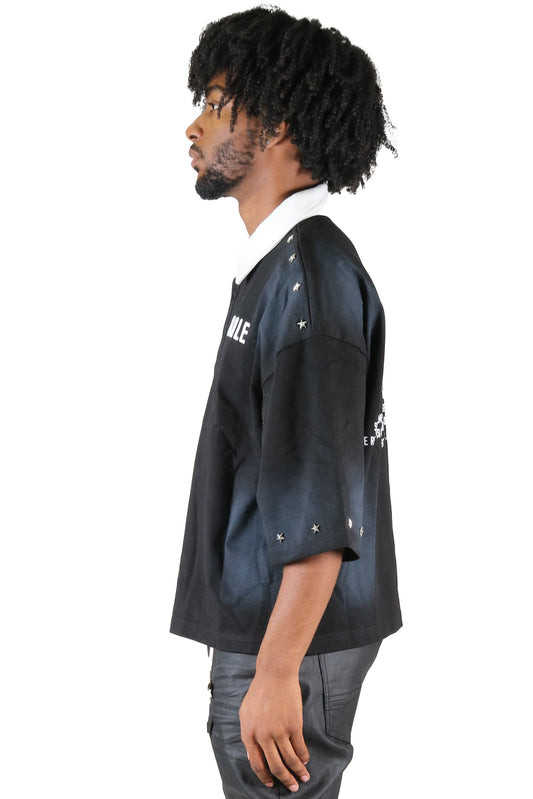 BLISS Men's S/N Jersey 3/4 Sleeve Crop Top Polo