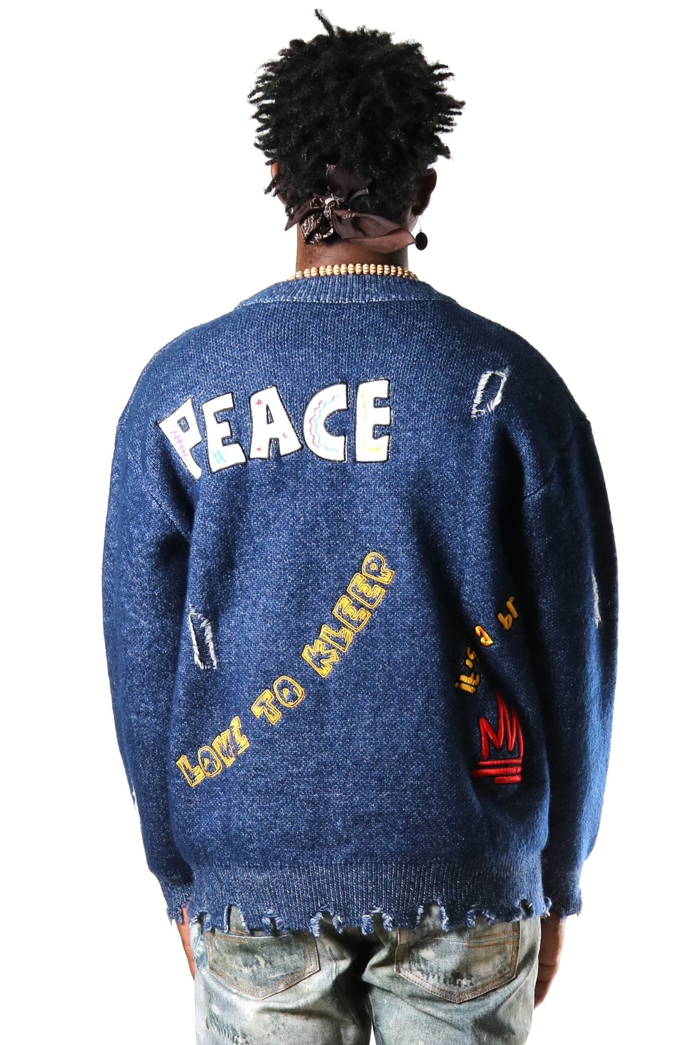 MAINZ Men's premium sweater cardigan with embroidery & patches
