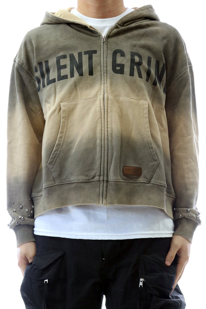 NEW ERIN French Terry Long Sleeve Crop Top Full Zip Hoodie