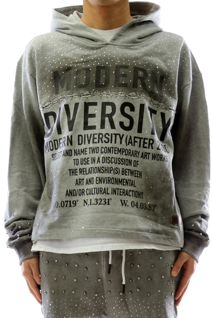 OBSIDIAN French Terry Long Sleeve Crop Top Pullover Hoodie only