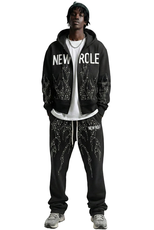 PANTHEON French Terry Long Sleeve Crop Top Full Zip Hoodie