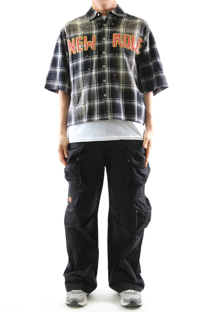 UMBRO Washed Flannel Crop Top Button Down Shirt