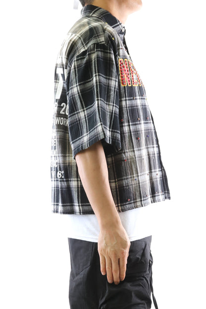 UMBRO Washed Flannel Crop Top Button Down Shirt