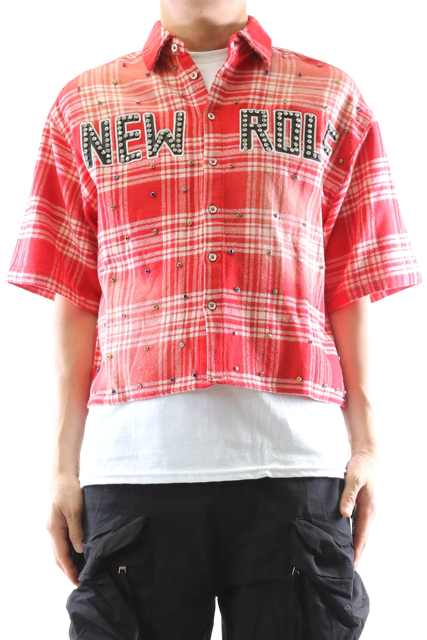 New Liade Washed Flannel Crop Top Button Down Shirt