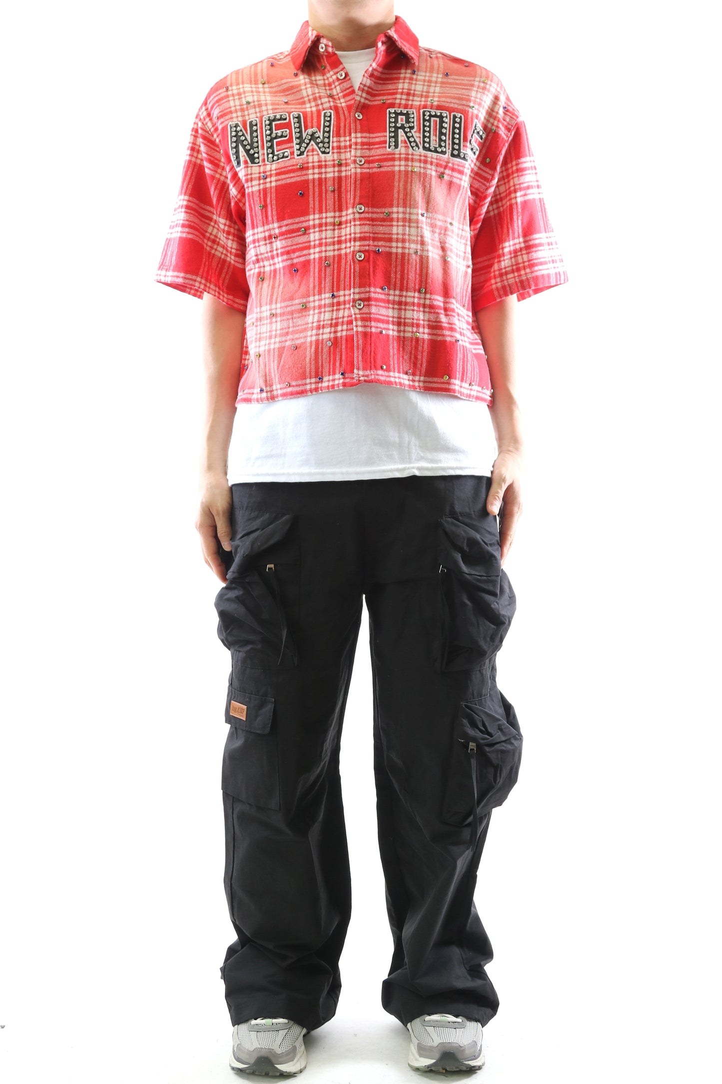 New Liade Washed Flannel Crop Top Button Down Shirt