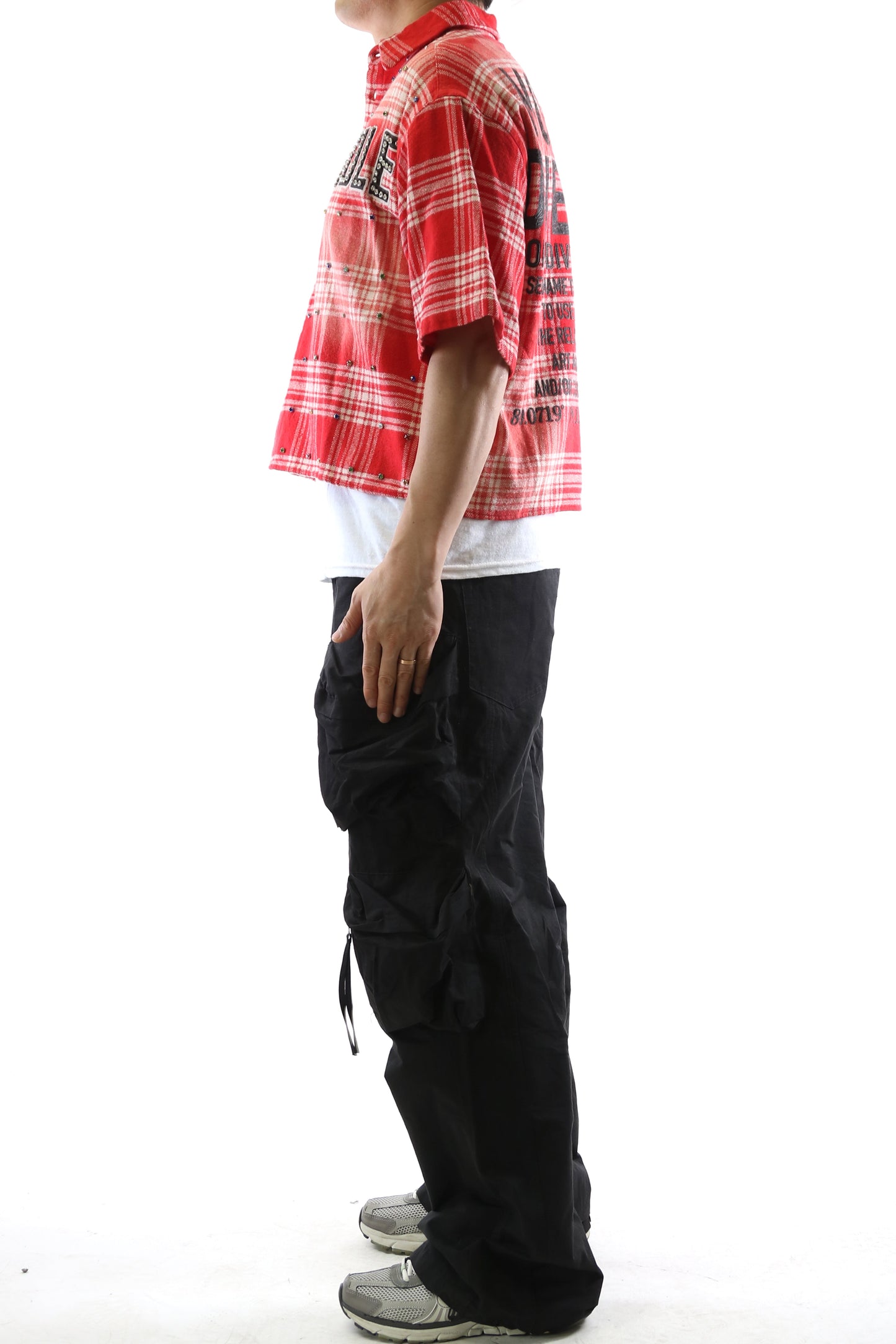 New Liade Washed Flannel Crop Top Button Down Shirt