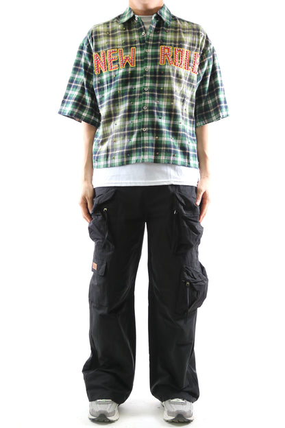 New RAZE Washed Flannel Crop Top Button Down Shirt