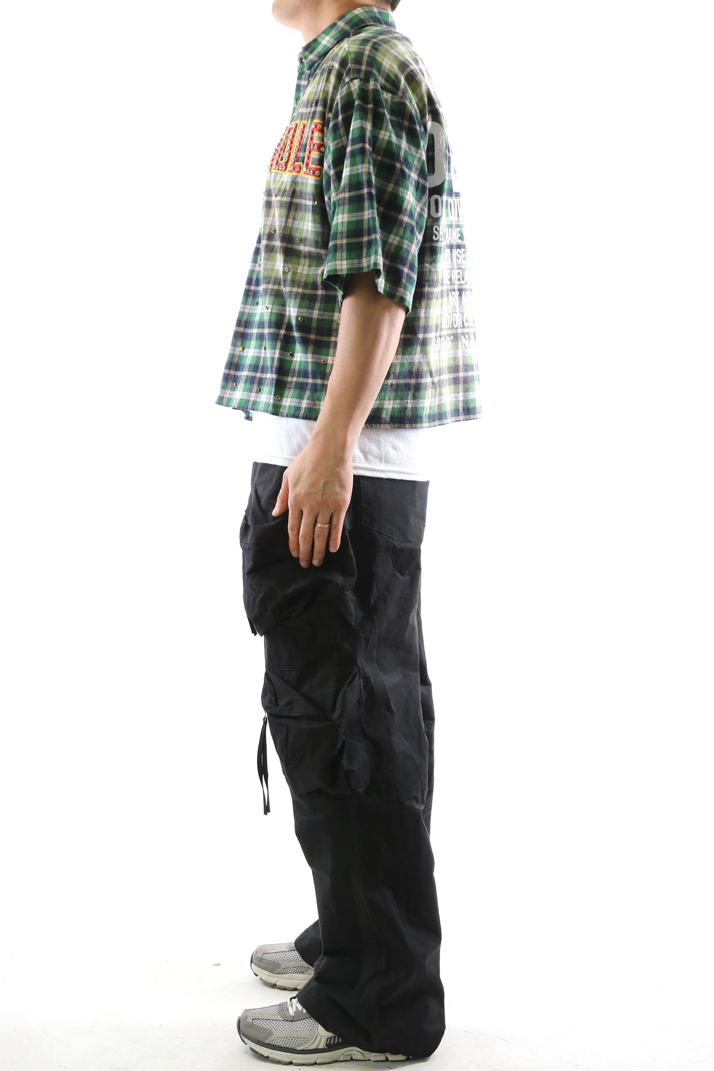 New RAZE Washed Flannel Crop Top Button Down Shirt