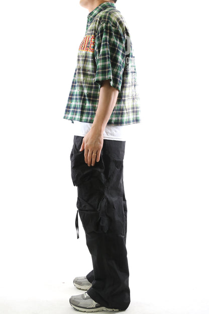 New RAZE Washed Flannel Crop Top Button Down Shirt