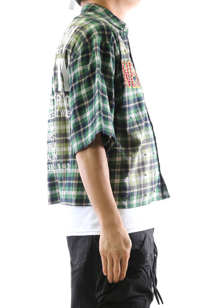 New RAZE Washed Flannel Crop Top Button Down Shirt