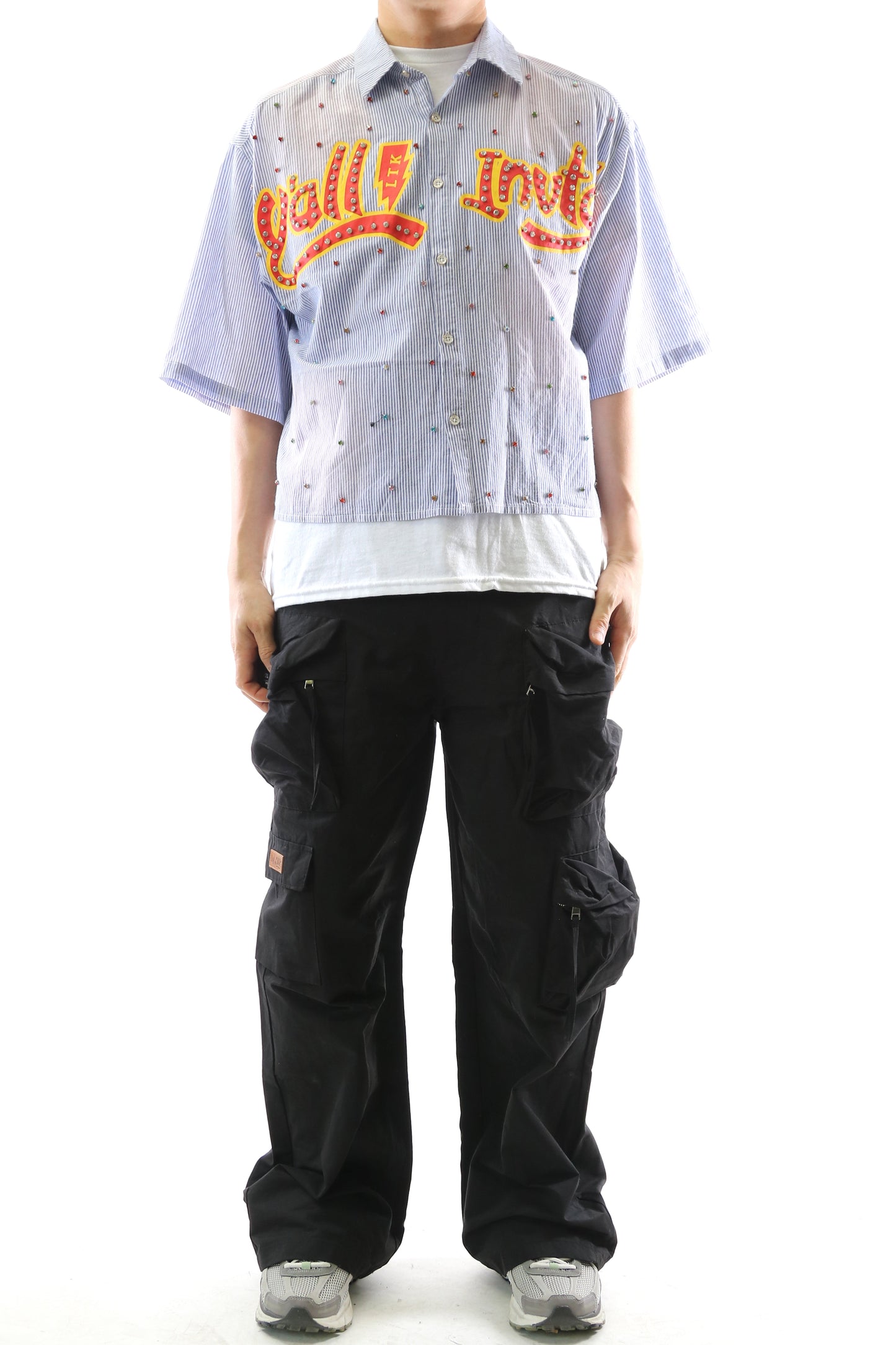 RIA Washed Flannel Crop Top Button Down Shirt