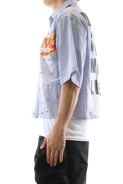 RIA Washed Flannel Crop Top Button Down Shirt