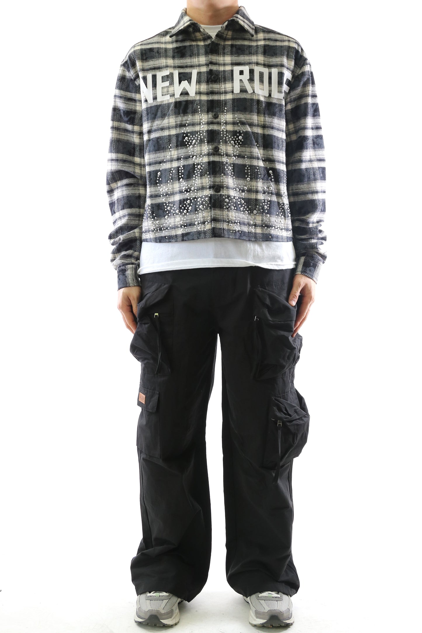 STATIC Heavy Flannel Crop Top Button Down Shirt