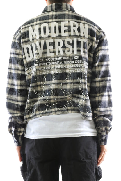 STATIC Heavy Flannel Crop Top Button Down Shirt