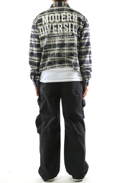 STATIC Heavy Flannel Crop Top Button Down Shirt