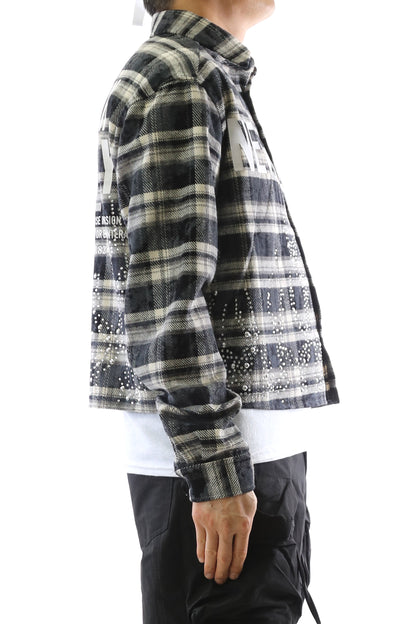 STATIC Heavy Flannel Crop Top Button Down Shirt