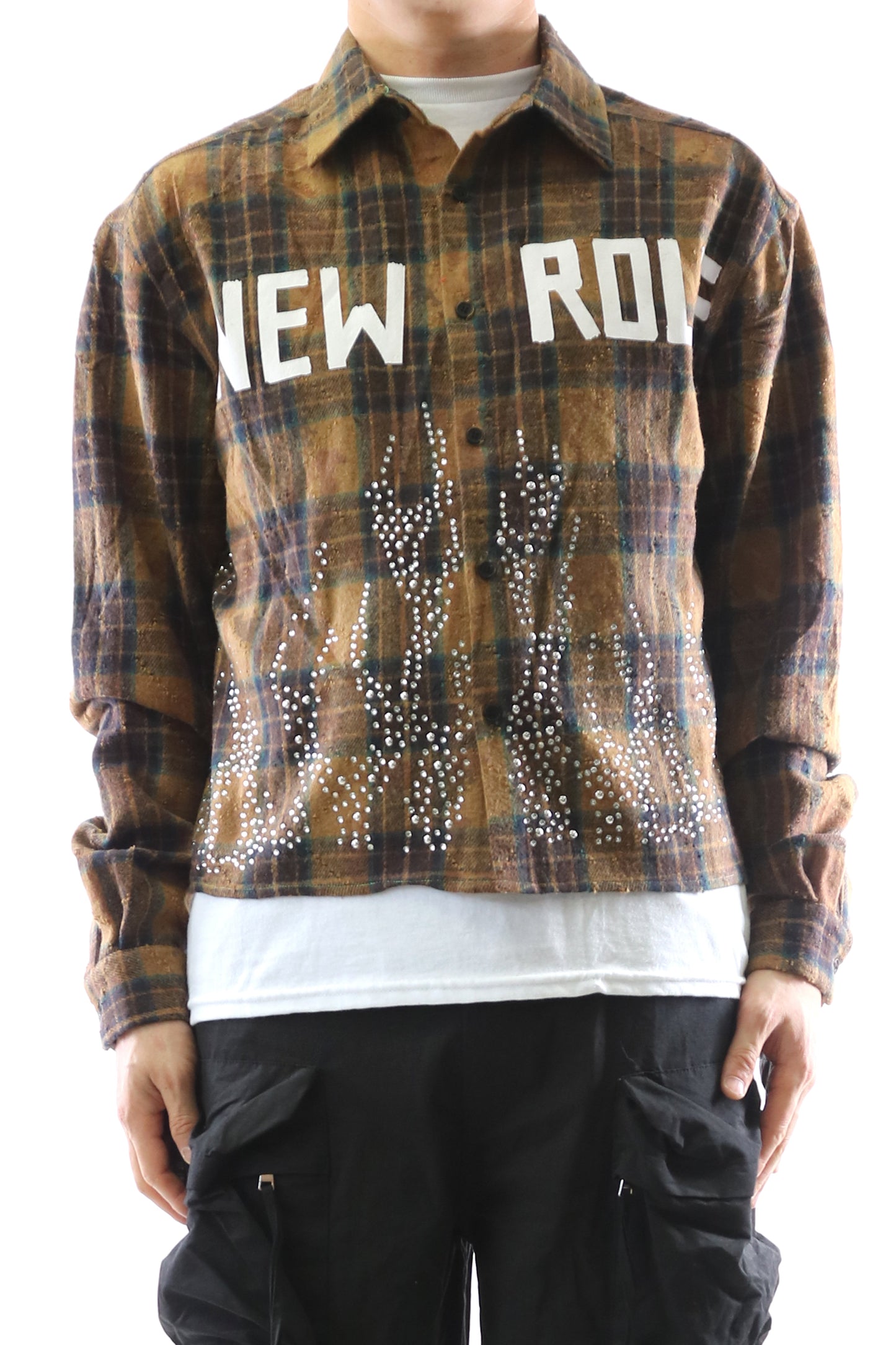 KLEEPSTONE Heavy Flannel Crop Top Button Down Shirt