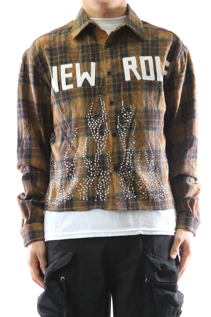 KLEEPSTONE Heavy Flannel Crop Top Button Down Shirt
