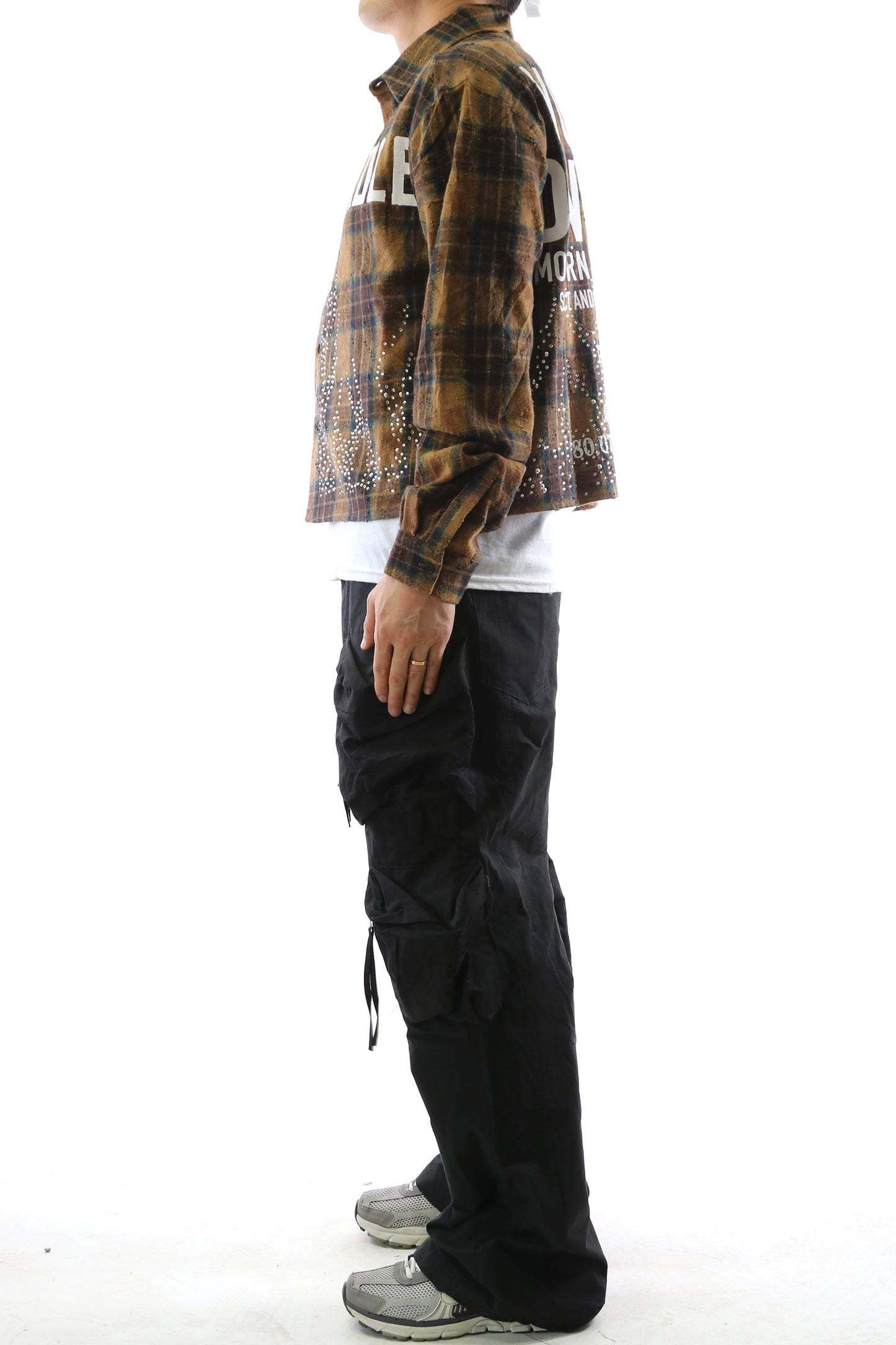 KLEEPSTONE Heavy Flannel Crop Top Button Down Shirt