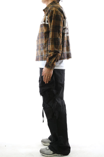 KLEEPSTONE Heavy Flannel Crop Top Button Down Shirt
