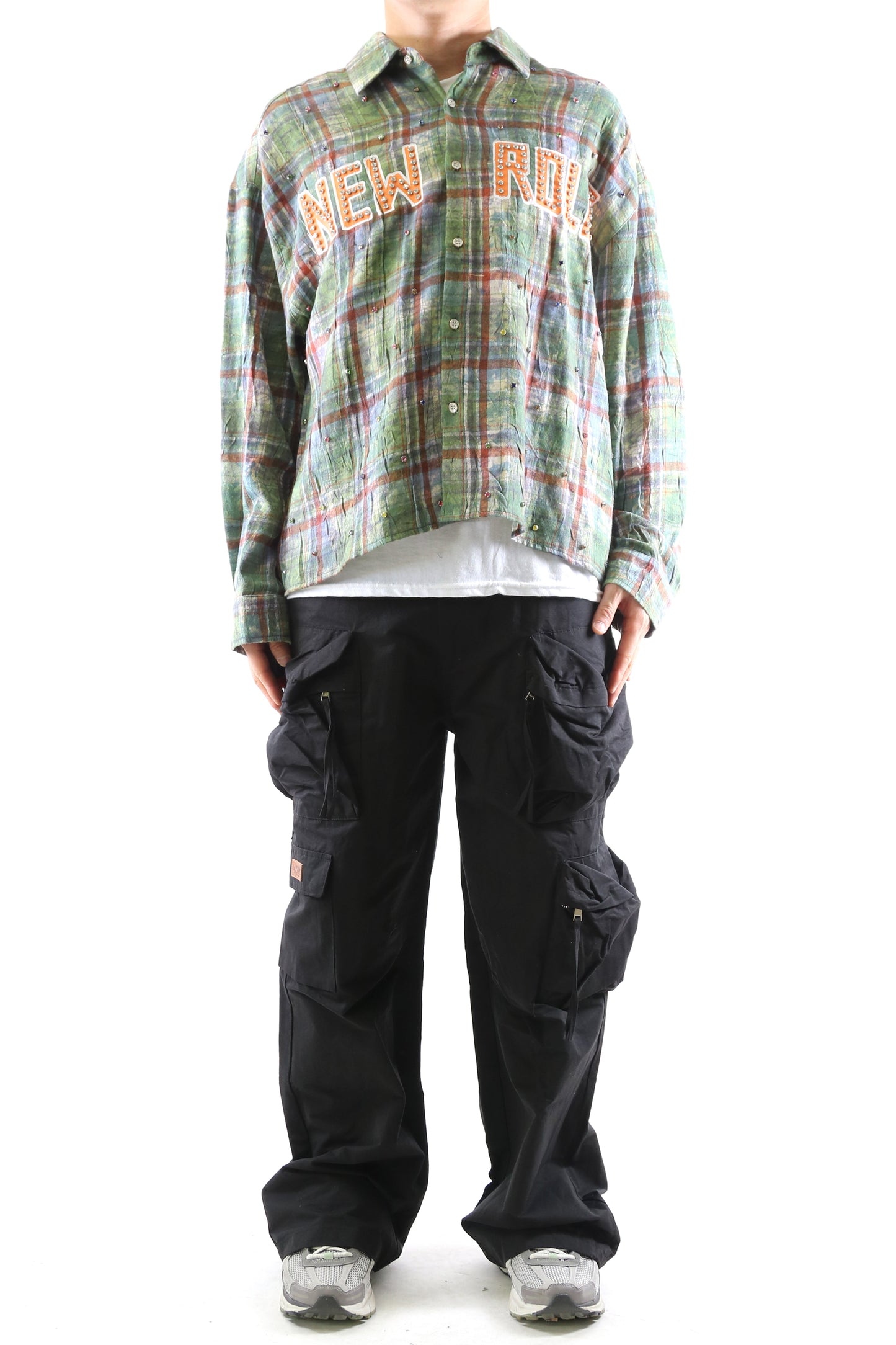 WELD Long Sleeve Washed Flannel Crop Top Button Down Shirt
