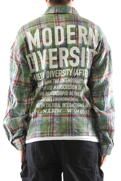 WELD Long Sleeve Washed Flannel Crop Top Button Down Shirt