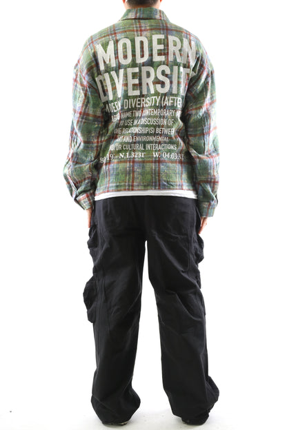 WELD Long Sleeve Washed Flannel Crop Top Button Down Shirt