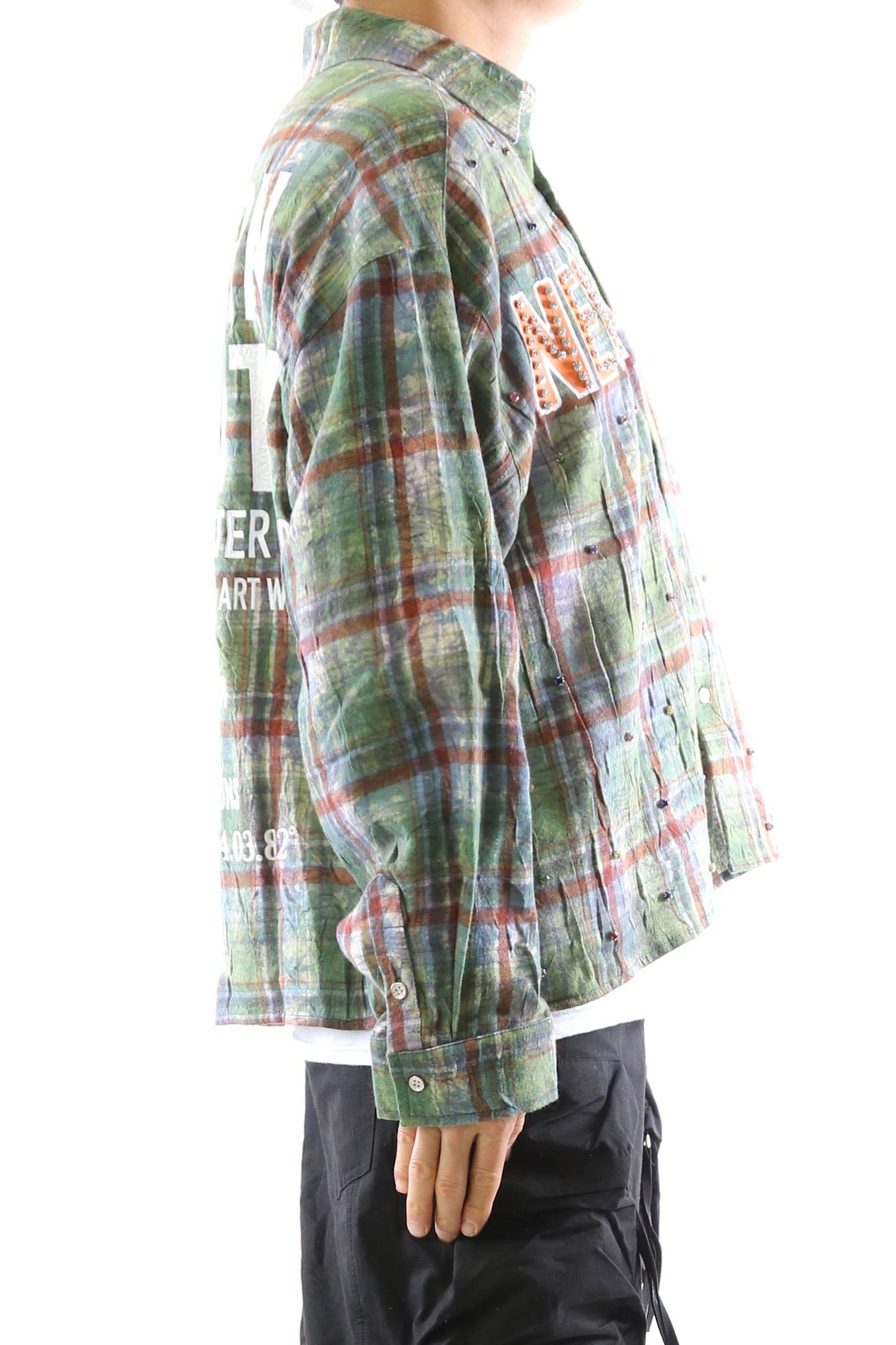 WELD Long Sleeve Washed Flannel Crop Top Button Down Shirt