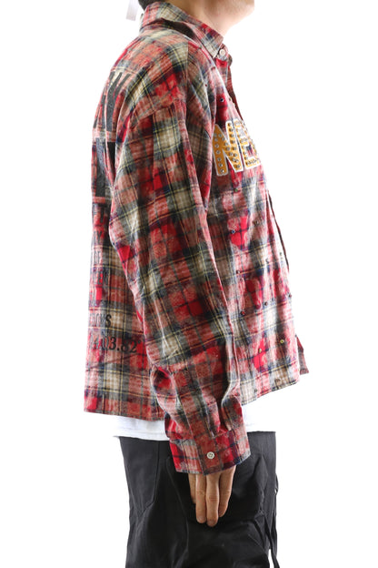 OBLIVION Long Sleeve Washed Flannel Crop Top Button Down Shirt