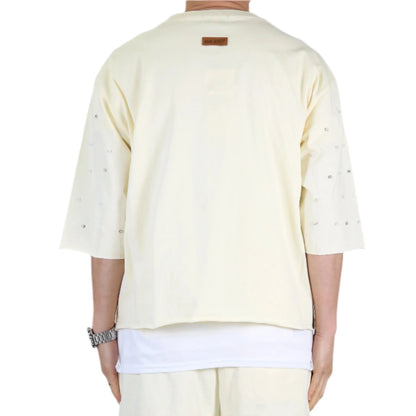 TOVAL SN/ Jersey 3/4 Sleeve Crop Top Tee