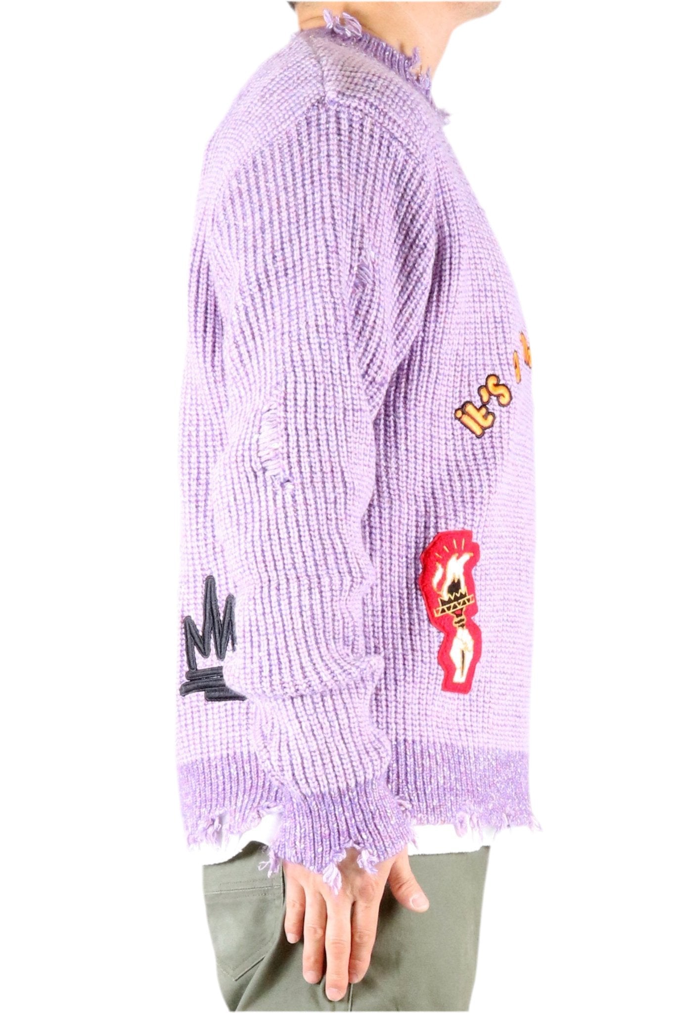 RODRI Heavy Gauge Ripped Knit Sweater with patches