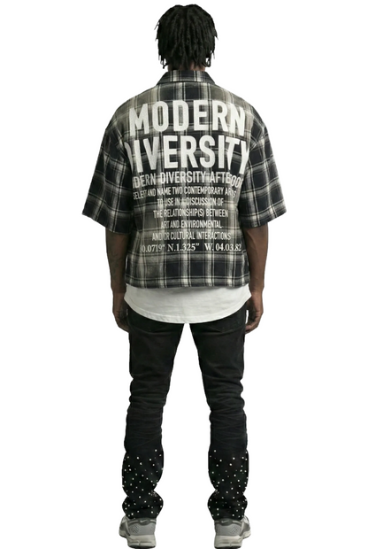 UMBRO Washed Flannel Crop Top Button Down Shirt