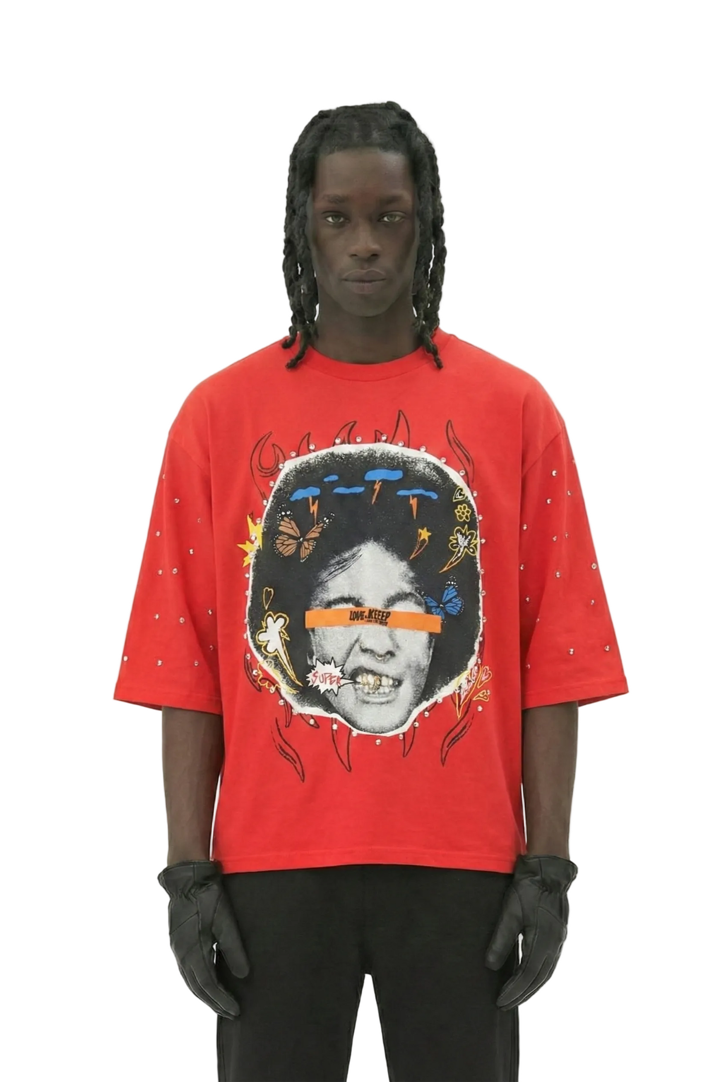 SIMON SN/ Jersey 3/4 Sleeve Crop Top Tee