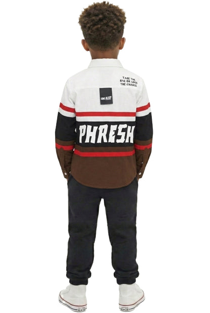 TINSEL Kid's Premium Twill Shirt With Multi Color Cut-blocks