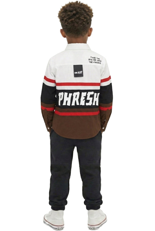 TINSEL Kid's Premium Twill Shirt With Multi Color Cut-blocks