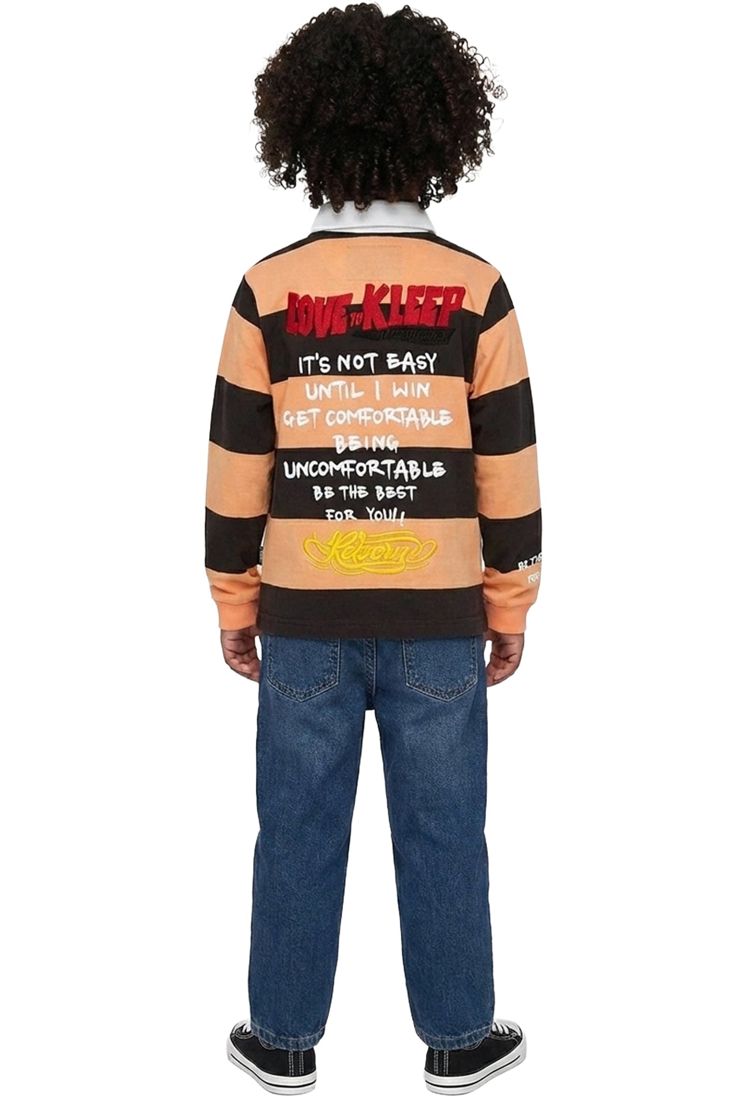 SEPIA Kid's Long Sleeve Polo Shirt With Heavy Print Effects & Patch Works