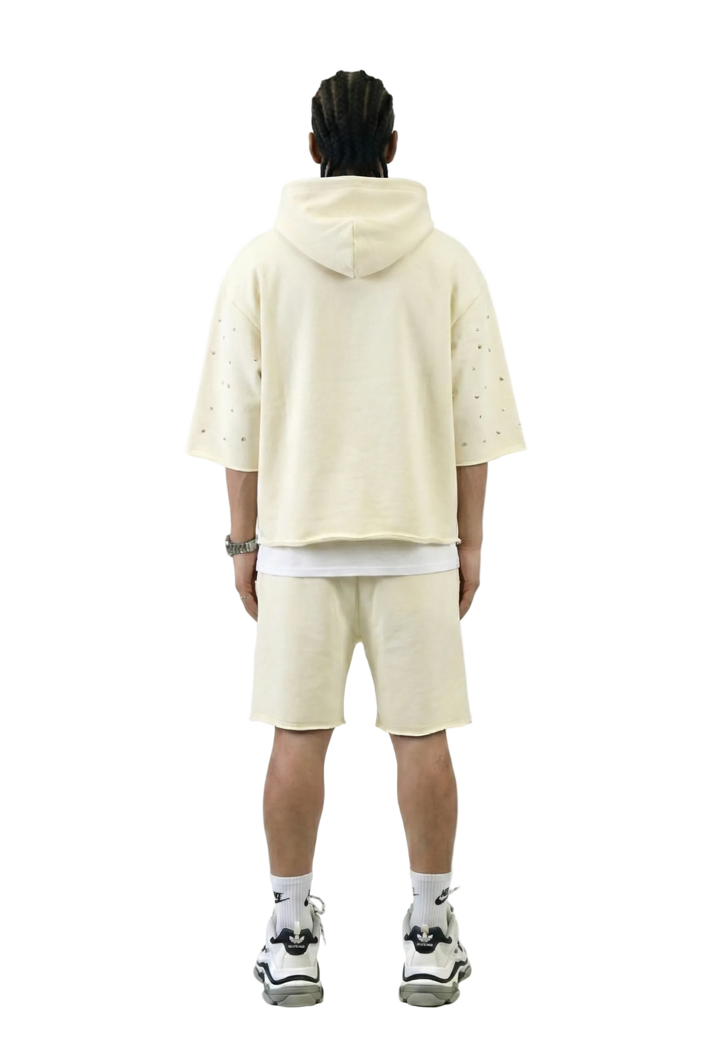 TOVAL French Terry 3/4 Sleeve Crop Top Pullover Hoodie