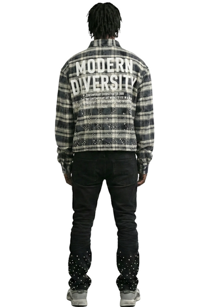 STATIC Heavy Flannel Crop Top Button Down Shirt