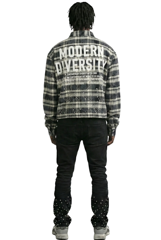 STATIC Heavy Flannel Crop Top Button Down Shirt