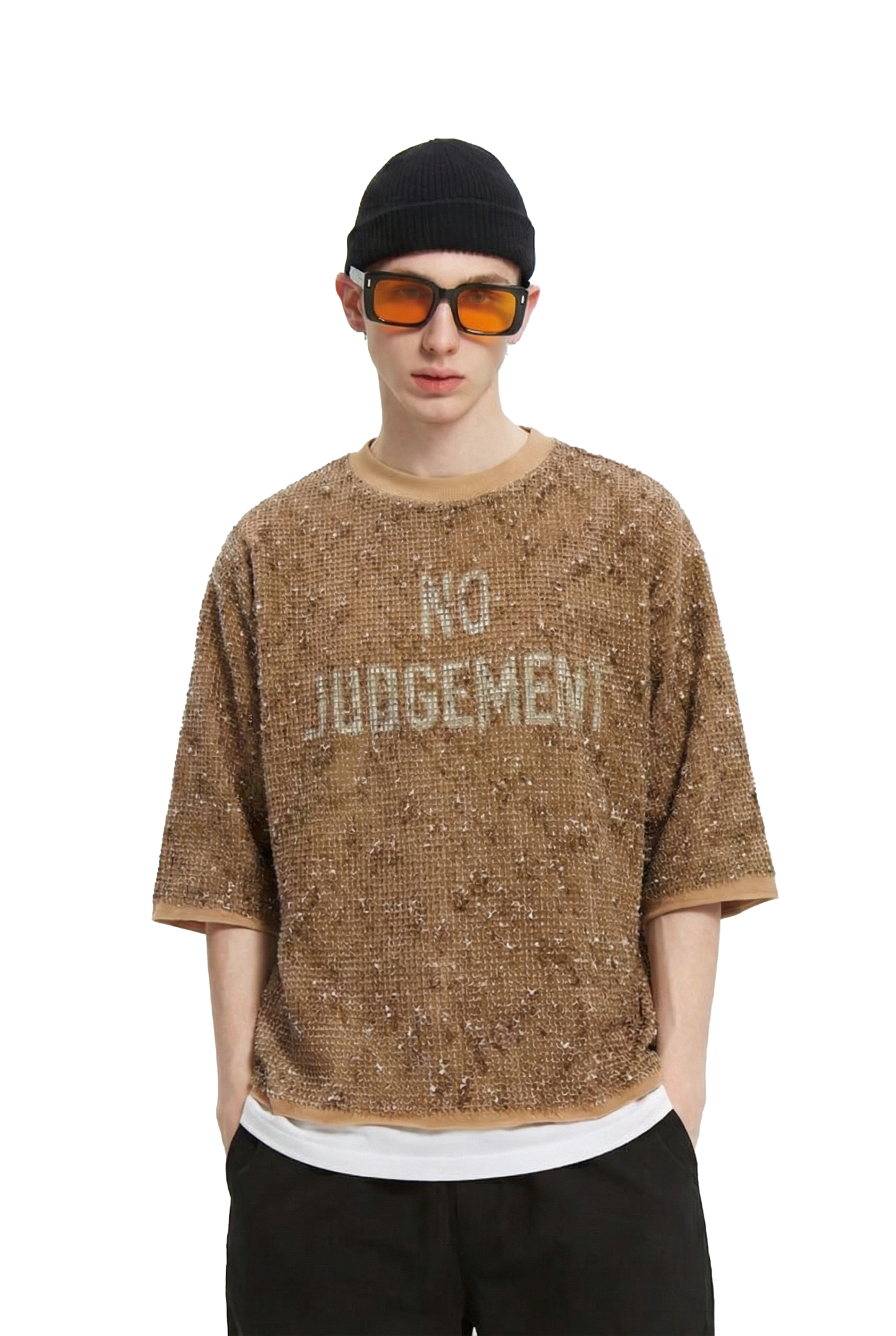 TROVE S/N Jersey 3/4 Sleeve Crop Top Tee