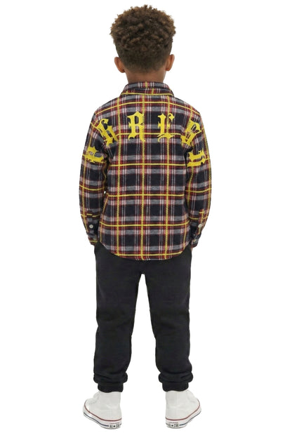 NOVA Kid's Premium Mid-weight Flannel Shirt With Heavy Embroidery Works, Patch Work & Print Effects