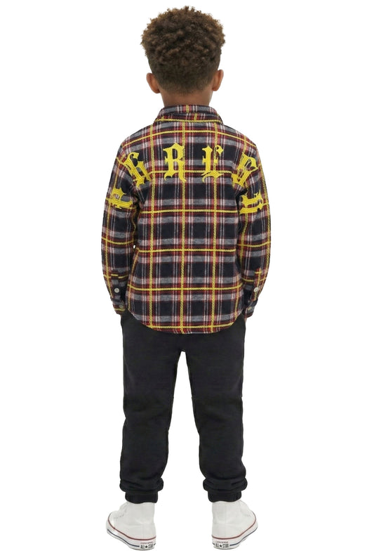 NOVA Kid's Premium Mid-weight Flannel Shirt With Heavy Embroidery Works, Patch Work & Print Effects
