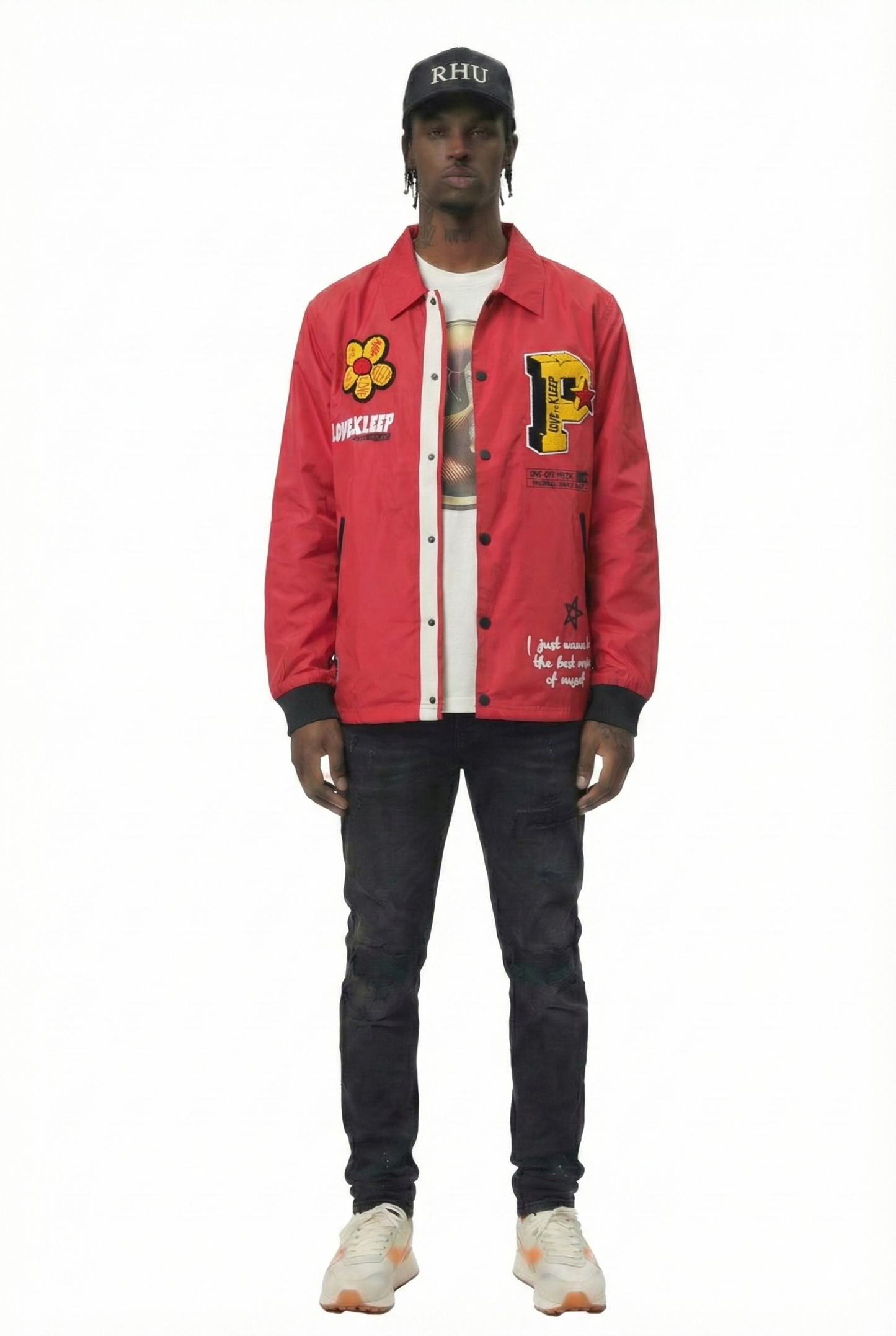 BEXTON Men's premium nylon long sleeve coach jacket with multi patches